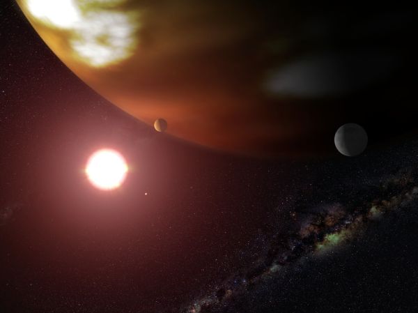 Giant World Orbiting Red Dwarf Star Gliese 876 (Illustration)